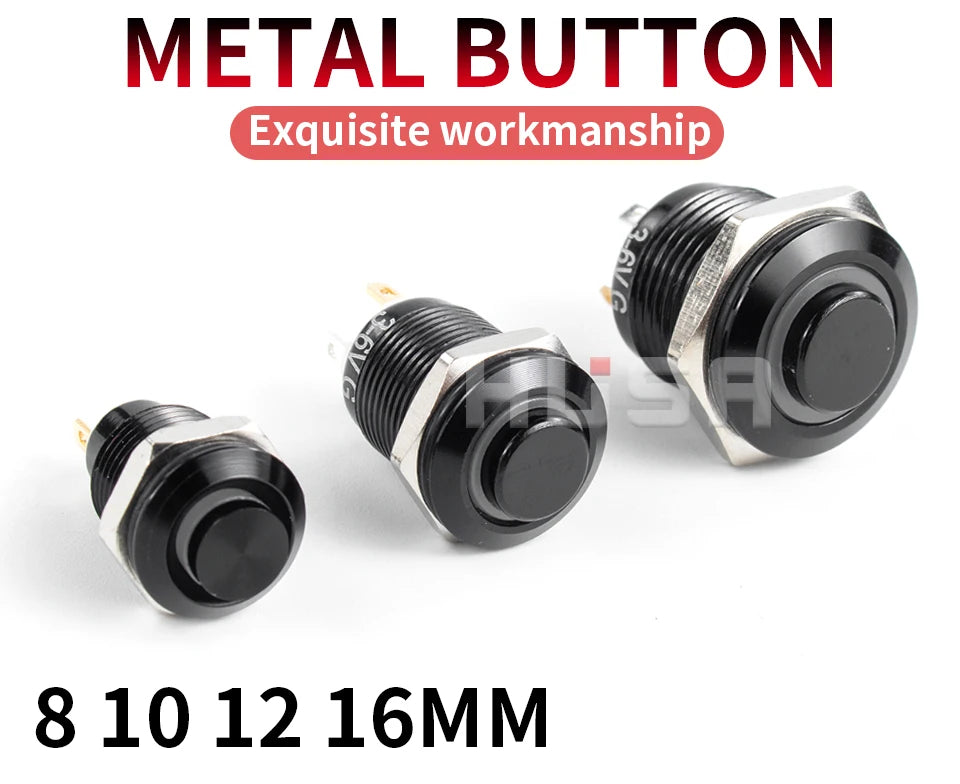 8 10 12 16 19 22mm high head small Waterproof Metal Push Button Switch LED Light Self-locking/Self-reset 3/6/12/24V