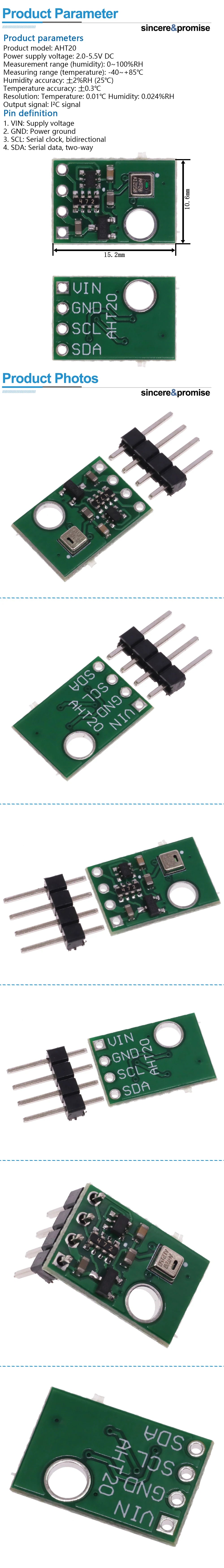 AHT10 AHT20 AHT21 High Precision Digital Temperature and Humidity Sensor Measurement Module I2C Communication Replace SHT20