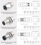 M8 IP67 Waterproof Circular Connector 3 4 5 6 8 Pin Front Rear Panel Mount Solder Industrial Socket Screw M8 M10 M11 M12