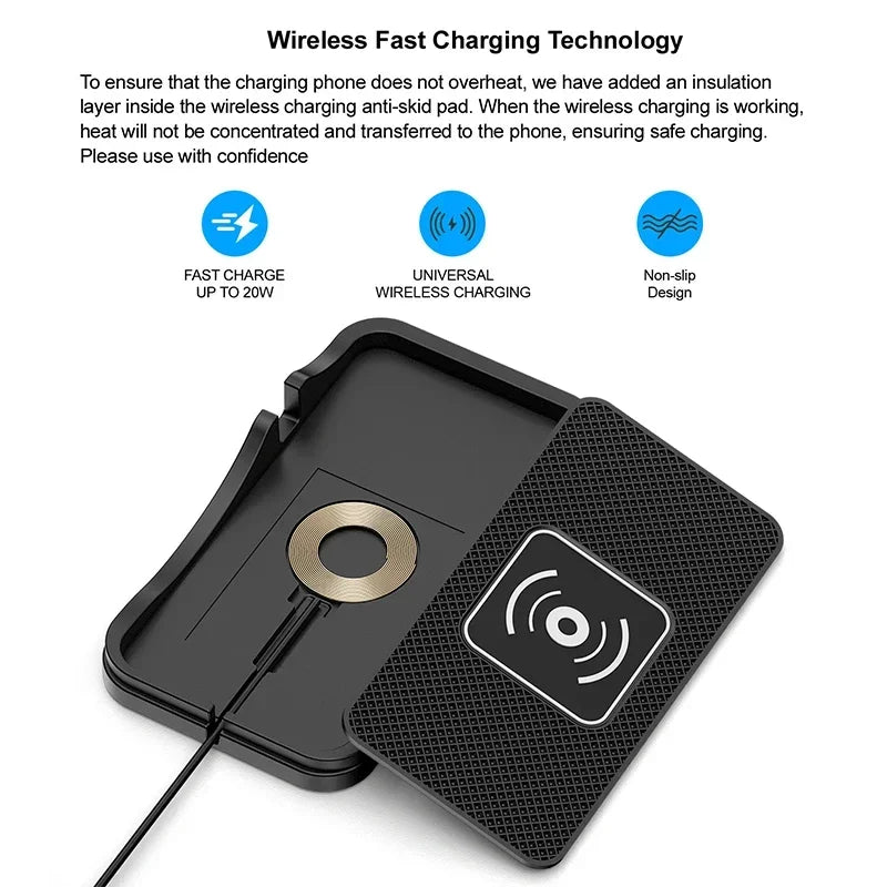 15W Fast Car Wireless Charger Anti-skid Silicone Charging Pad For Samsung HUAWEI iPhone Charging Mat for Smartphone Car Styling