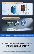 ZHICAN ZC3E Long Range Photoelectric Sensor 2m Diffuse Reflective Switch NPN NO 24V DC Object Detection