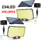 234 LED Solar Lights Outdoor Motion Sensor Dusk to Dawn Solar Powered Security Flood Light, Split 16.5ft Cable for Wall Garden