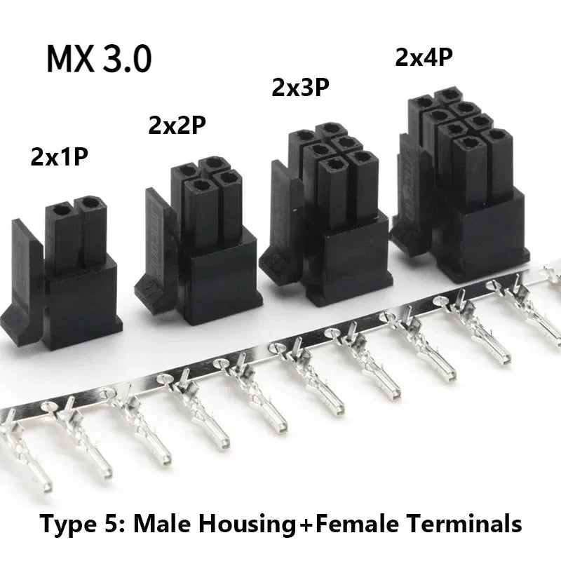 10Sets MX3.0mm Micro-Fit 3.0mm Double Row 2*1P- 2*12Pin Mini 5559/43020 Housing Receptacle Terminal Straight RA Wafer Connector