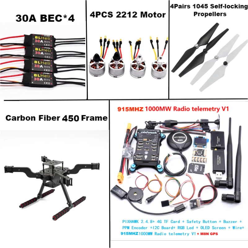 Angeltoy 2.4.8 Ardupilot Flight Control M8N Open Smart Drone Frame FLY450 PRO APM Quadrotor Upturned Rack FPV