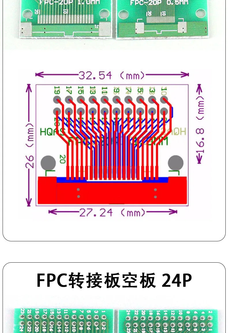2pcs Double Side 0.5mm 1mm 4 5 6 8 10 12 20 40-96 Pin to DIP 2.54mm FPC/FFC SMT Adapter Socket Plate PCB Board Connector DIY KIT