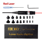 Tactical Red Green Barrel Bore Sight Kit for .177 to .50 Caliber Rifle Handgun Boresighter with Button Switch Airsoft Hunting