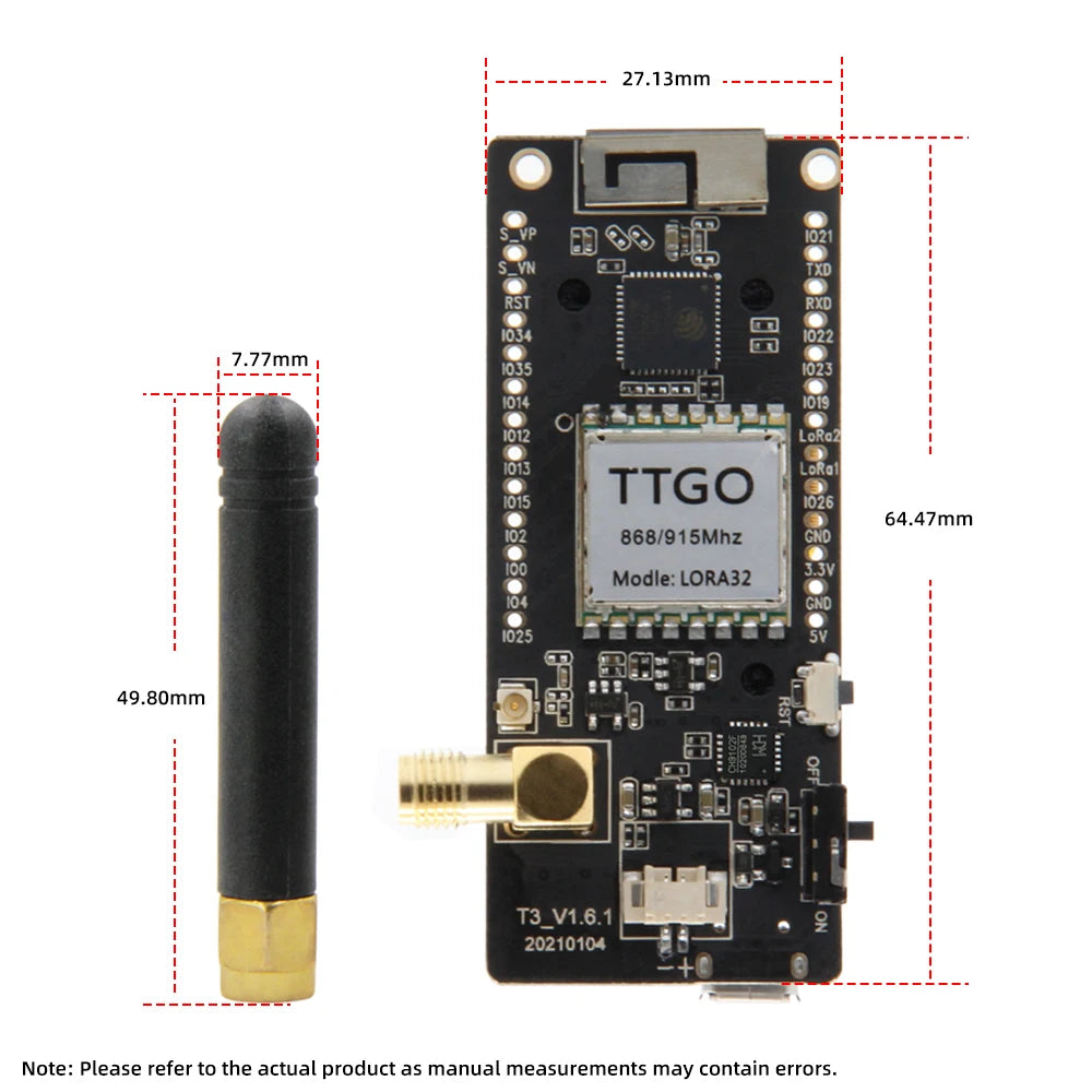 LILYGO® LoRa32 V2.1 ESP32 LoRa Development Board, SX1276 SX1278 Module, 433MHz 868MHz 915MHz, 0.96 Inch OLED, DIY WIFI Bluetooth