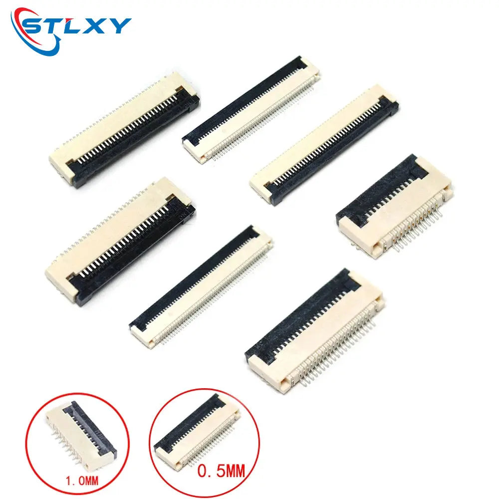 10pcs 4P 5P 6P 8P 10P 12P 14P 16P 20P 22P 24P 30P 34P 0.5mm/1mm Pitch Under Clamshell Socket FPC FFC Flat Cable Connector