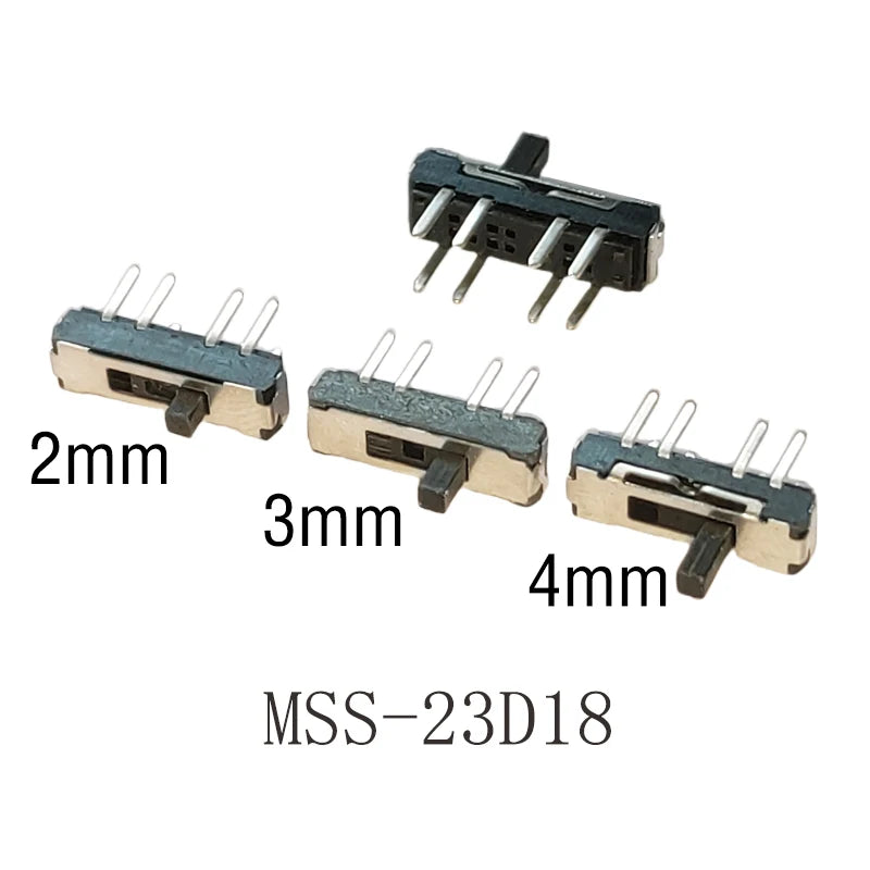 20PCS 8Pin DIP Mini Slide Switch 3Position Micro Toggle Switch 2P3T 13x3.5mm H=2/3/4mm Vertical Slide Switch MSS-23D18