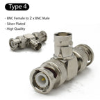 BNC Connector Q9  BNC To BNC Male Female RF adapter  Right Angle Tee Type 3way 4way Splitter 2x Double Male Female 3+4Types