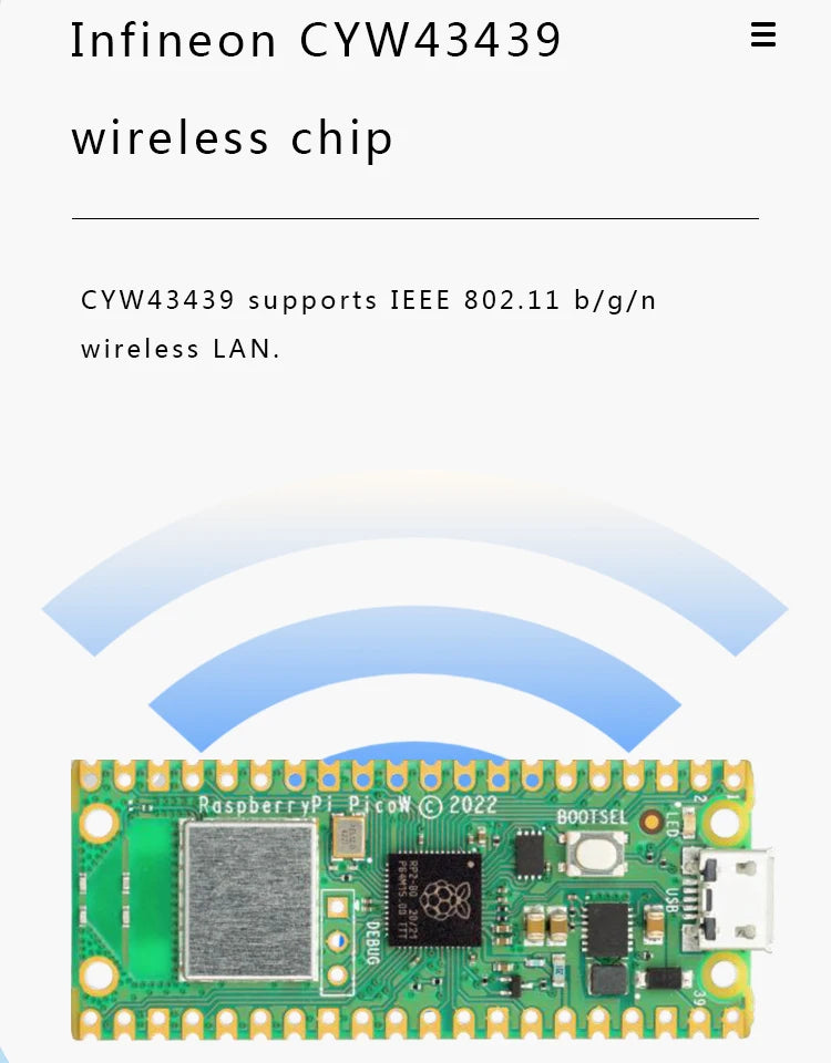 Original Raspberry Pi Pico/2, Pico with Wireless WiFi Development Board, Pico or Pico H with Pin Header, Support MicroPython/C++