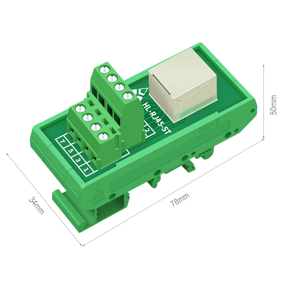 RJ45 Famele To Termianl Block Module RJ45 Vertical and Horizontal Breakout Board RJ-45 Splitter Adapter Din Rail Mounting