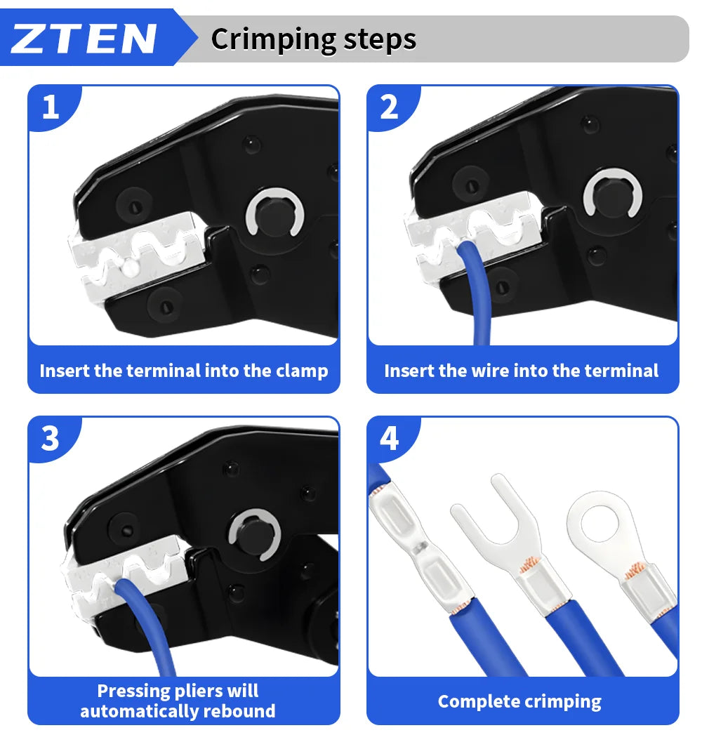 Electrician Pressed Pliers Crimping Tool with Interchangeable Dies Ratcheting Wire Crimper for Electrical Terminals Connector