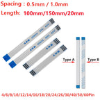 5PCS FPC FFC Ribbon Flexible Flat Cable 4/6/8/10/12/14/16/18/20/24/26/30/40/50/60 Pin Pitch 0.5MM 1.0MM A-Type B-Type 5CM 10CM