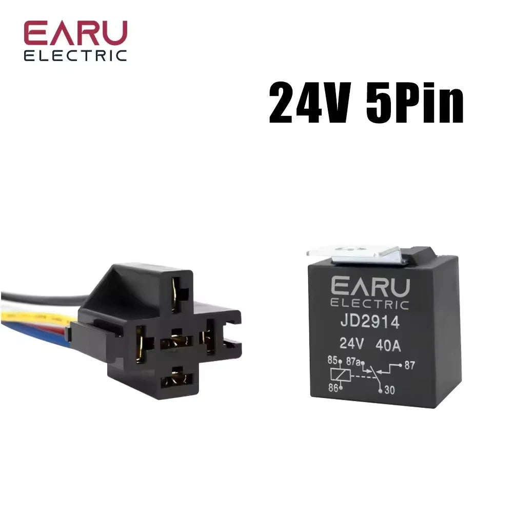 Waterproof Automotive Relay 12V 24V 4pin 5pin 4P 5P 40A Car Relay With Black Red Copper Terminal Auto Relay With Relay Socket