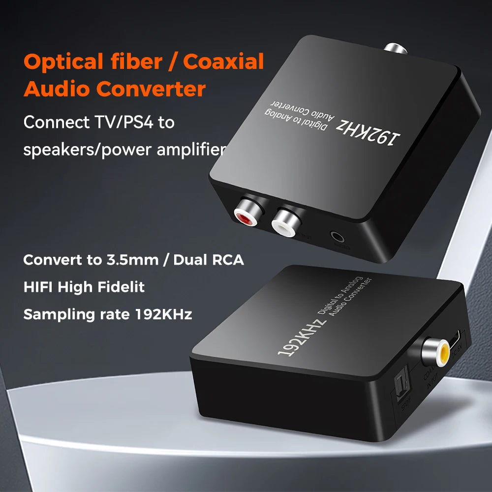 Analog to Digital Audio converter ADC 3.5mm Aux+L/R RCA to Toslink/coaxial Digital Audio converter Stereo Audio to Digital Audio