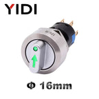 16mm Metal Rotary Selector Switch 2 3 Position On Off 12V Led Light Red Green Push Button Switch 1NO1NC 2NO2NC Latching SPDT