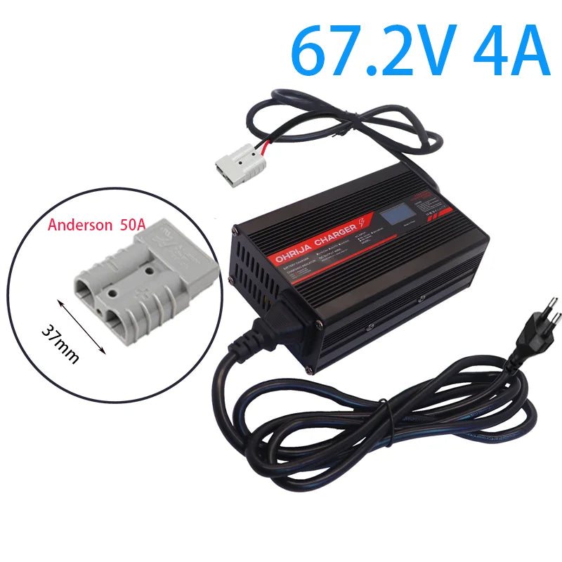 67.2V 4A  Charger Smart Aluminum Case Is Suitable For 16S 60V OLED Dispay Li-ion Lipo Battery OLED Display Fast Charger OHRIJA