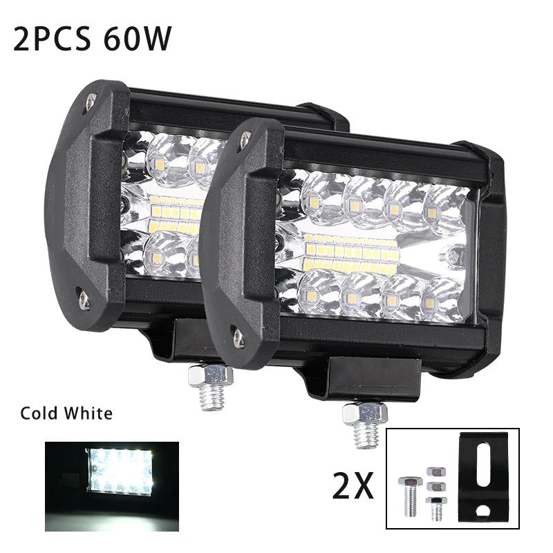 Car Work Light LED Offroad 4x4 Spotlights Fog Lamp Diode Headlight SUV ATV Tractor Boat Trucks Excavator Light Bar 12V 24V