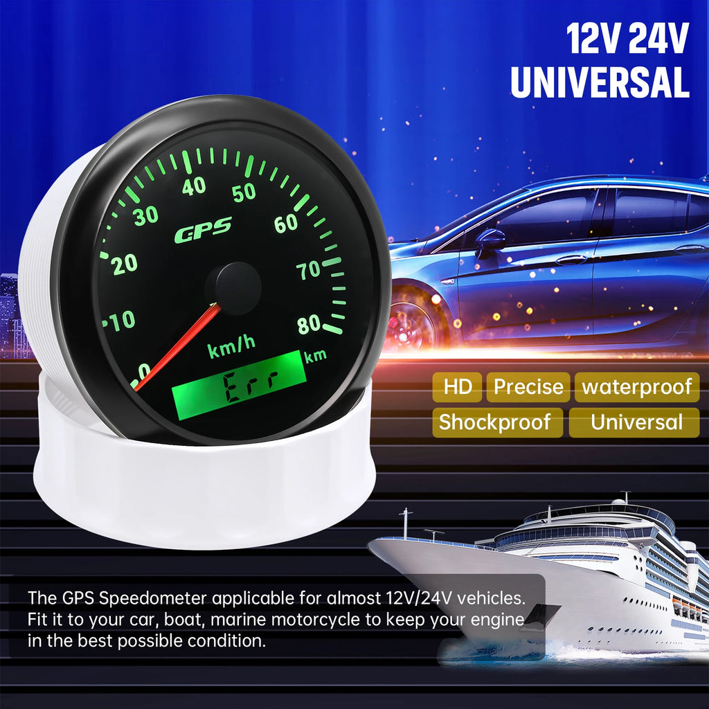 60/120/200KMH 85MM GPS Speedometer Gauge 7 Color Light with GPS Antenna Waterproof Motorcycle Boat Car Truck Speed Gauge Meter