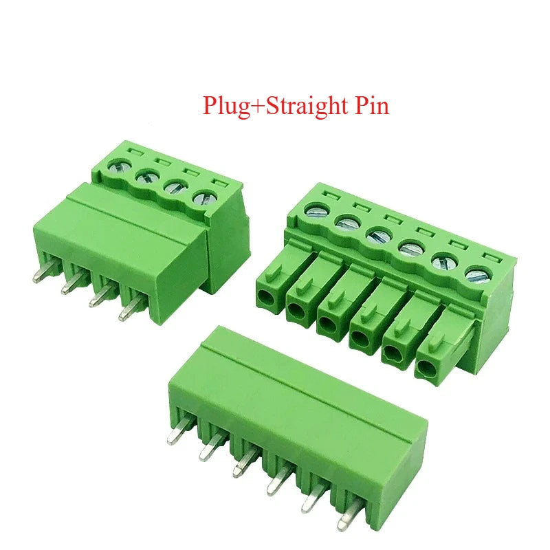 10PCS/Pairs 2EDG 15EDG 3.5MM 3.81MM  PCB Screw Terminal Block Connector Pulg  Header Socket  Green Phoenix Terminal Block 2-24P