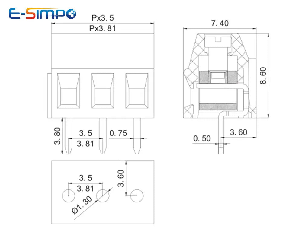 100pcs 3.81mm/0.15" KF128HL/128L-3.81mm 2P3P Low Medium Profile DG381A/MKKDS1 Splice CE PCB Screw Wire Terminal Block Connector