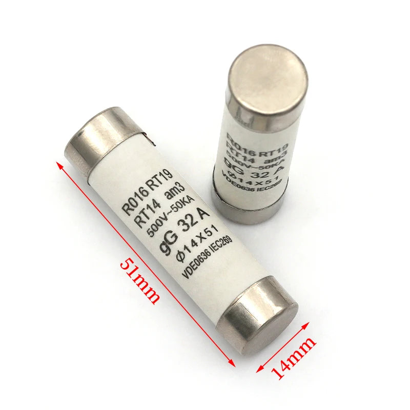 Javino 5/20/60Pcs 14*51mm(RO16)  Fast blow Ceramic Fuse 500V RO16-32A 40A 50A 63A RT18 RT14 Base