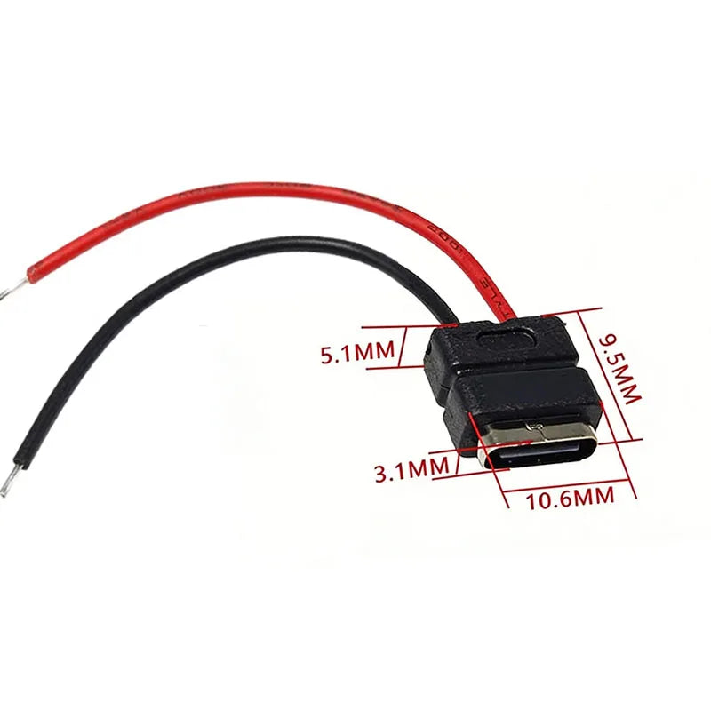 1-10PCS Type C 2 Pin Waterproof Female USB C Socket Port With Screw Hole Fast Charge Charging Interface USB Connector With Cable