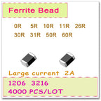 JASNPROSMA 1206/3216 100MHZ 4000PCS 2A Large current SMD Ferrite Bead 0R 5R 10R 11R 26R 30R 31R 50R 60R 25% SMD OHM High quality