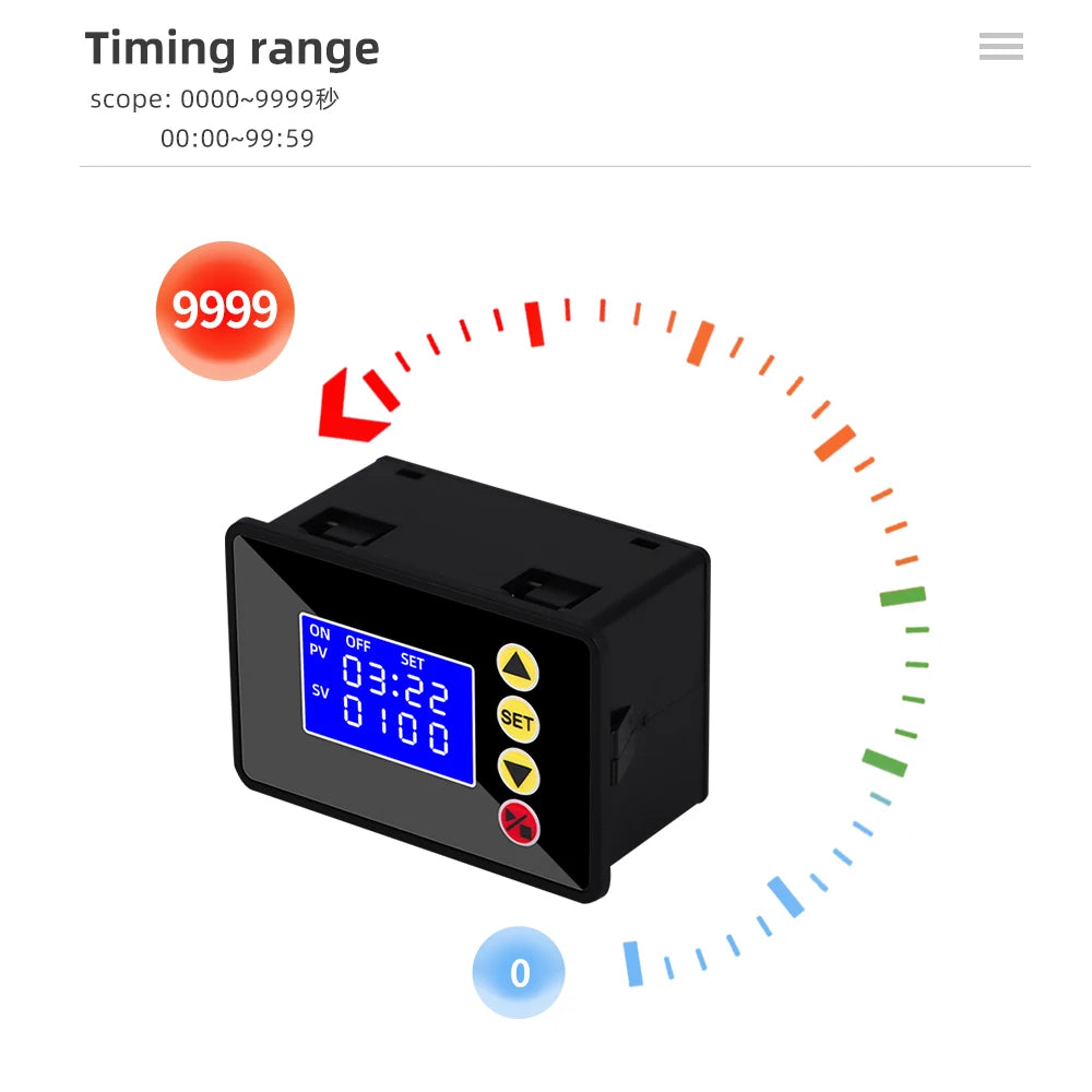 Programmable Digital Timer Switch Relay Control DC 12V 24V AC 110V 220V Delay Relay Cycle Timing Microcomputer Time Controller