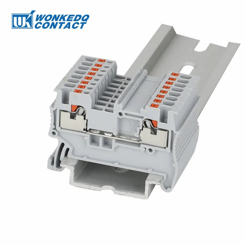 PT1.5 Push-In Din Rail Terminal Block 1.5mm² Wire Feed-Through Electrical Connector Strip Plug PT-1.5 PT 1.5