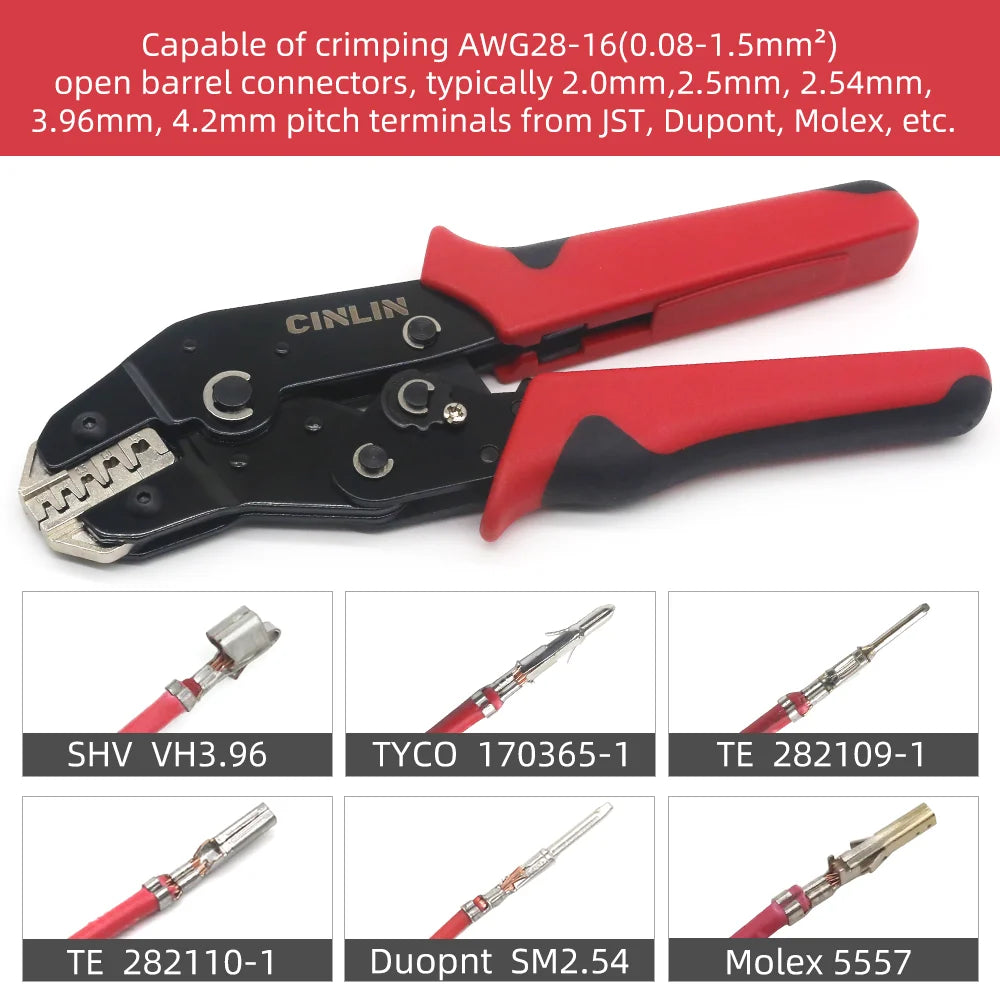CLN-68B 0.08-1.5mm² Open Barrel Terminals Pliers Crimping Tool (28-16AWG) for JST, DuPont, Molex, PH2.0 XH2.54 3.96 4.2mm Pitch