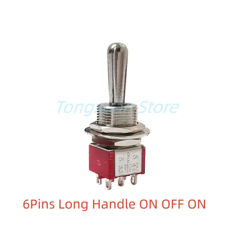 1pc SH T8013-Z1 12mm ON-OFF-ON SPDT DPDT 3/6Pin 2/3Position Maintained Toggle Switch Large Long Handle 3A 250VAC/5A 125VAC