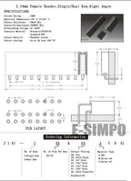 50pcs 2.54mm Right Angle 90D Single Row 0.1" RA PH8.5 1*3/4/5/6P 8p 10p 1*40P Gold Rohs PCB Socket Female Pin Header Connector