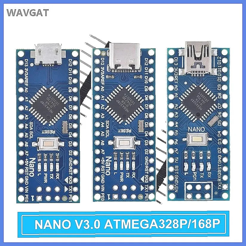 WAVGAT Nano 3.0 Arduino Board with Bootloader, CH340 USB Driver, ATMEGA328P MCU 16Mhz - Compatible with Arduino Nano Projects