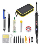 JCD Digital Soldering Iron Set Kit 80W with ON/OFF Switch Adjustable Temperature LCD Welding Tools Ceramic Heater Soldering Tips
