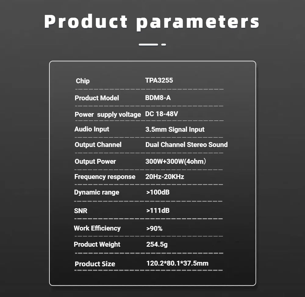 BDM8-A  TPA3255 2x300W HIFI Digital Power Class D Amplifier Board High-power 2.0 Channel Stereo