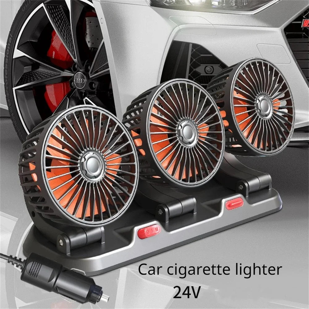 Car Fan 5V 12V 24V Car Cooling Fan 360° Adjustable Dual Head Air Fan USB 2Speeds Automotive Electric Fan For Dashboard RV Truck