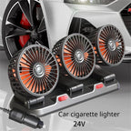 Car Fan 5V 12V 24V Car Cooling Fan 360° Adjustable Dual Head Air Fan USB 2Speeds Automotive Electric Fan For Dashboard RV Truck