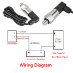 Pressure Sensor 4‑20mA Output G1/4" Silicon Pressure Transmitter Transducer for Water Gas Oil Pressure Transducer