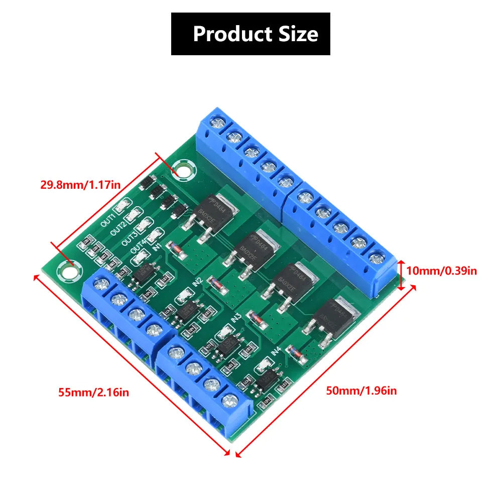 DC 3.7V~27V Optocoupler Isolated Driver Module 4 Channel MOS Tube FET Pulse Trigger Switch Controller Board for Motor LED Light
