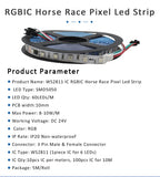 WS2811 RGB IC Running Water Flowing Strip Lights DC 24V 5050 60Leds RGBIC Flexible Ribbon RF Touch Remote Control LED Lighting