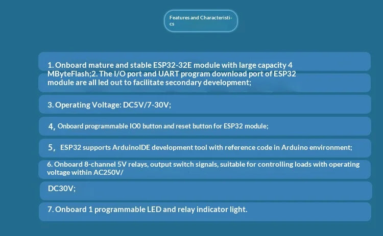 Dc5-30v Power Supply Esp32 Wifi Bluetooth Ble Eight-way Relay Esp32- Secondary Development Board