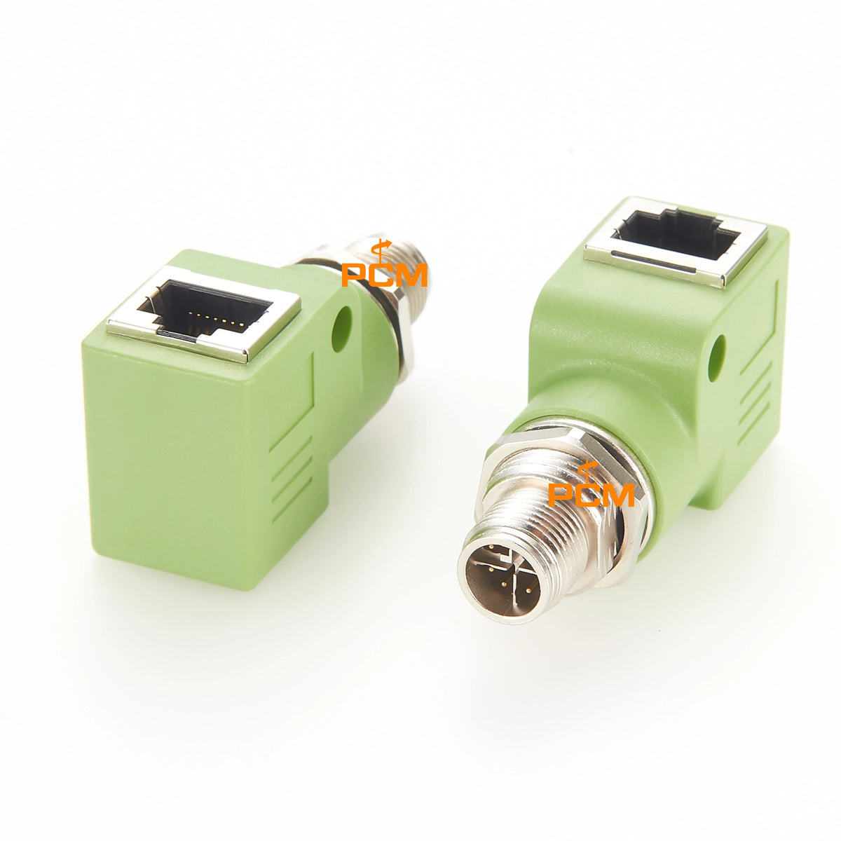 M12 Adapter X-coded 8 pin male to RJ45 jack Cat.5e with mounting hole 90° angled Industrial Ethernet Converter for Cognex Camera