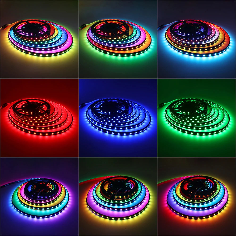 DC12V WS2818 RGB LED Strip 5M Smoke Gray Epoxy Coating Breakpoint Resume Individually Addressable 3M Adhesive Cuttable Dream Col