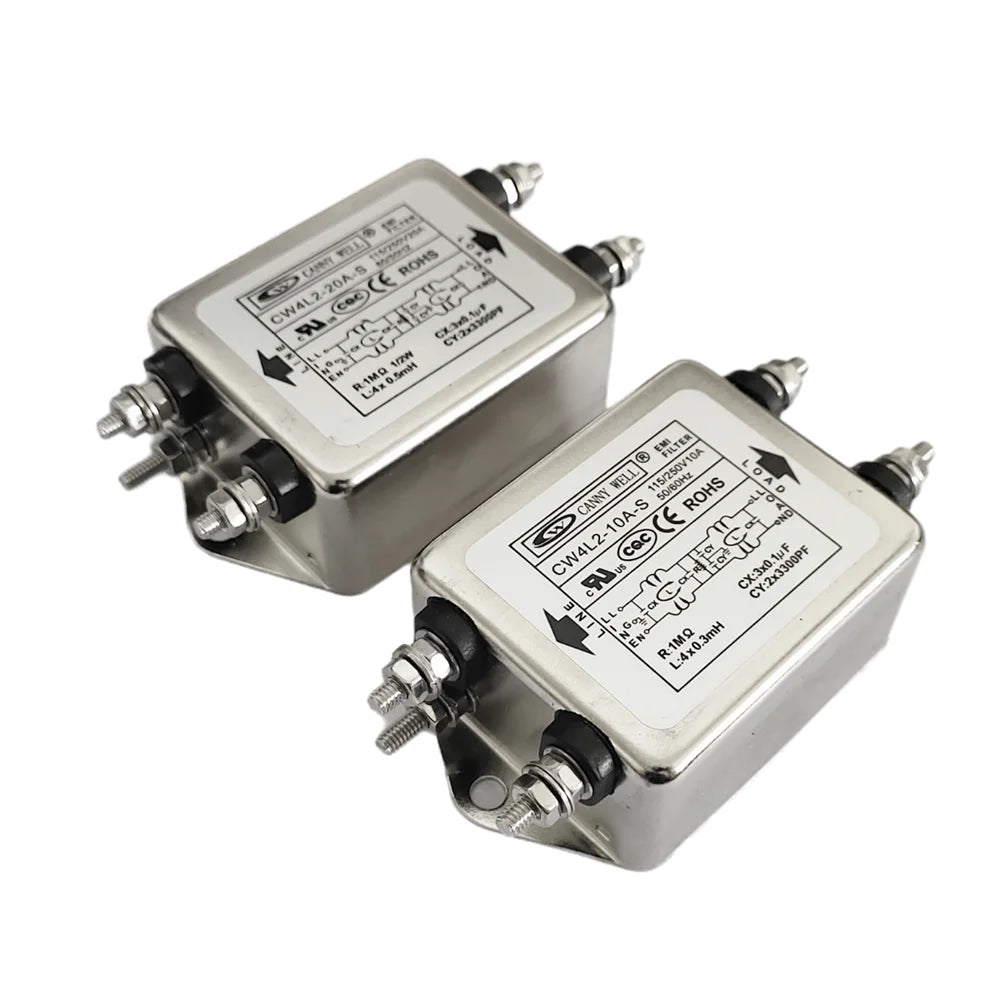 CW4L2-10A-S CW4L2-20A-S Double-stage Bolttype Power Filter Single-Phase AC EMI Filter 220VAC AC 115V-250V Hole Distance 75.0MM