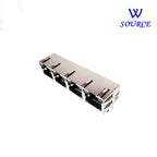 2PCS Metal RJ45 Network Jack PCB Vertical Female Socket Connector DIP 1X4 with LED Network Jacks for Enhanced Networking