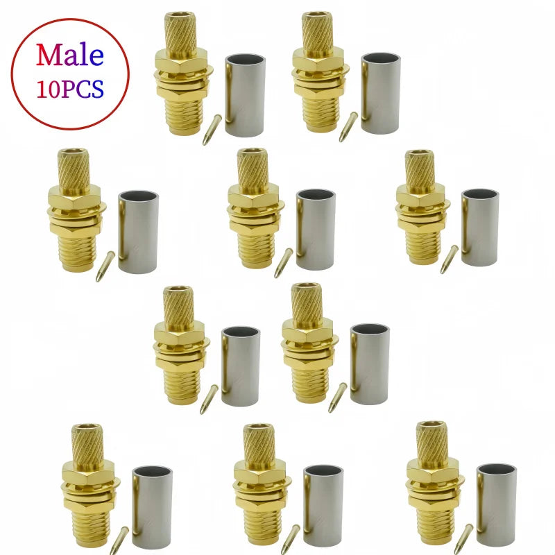 10pcs/lot SMA Male Plug SMA Female RP SMA Male Female Connector Crimp for RG58 LMR195 RG142 RG400