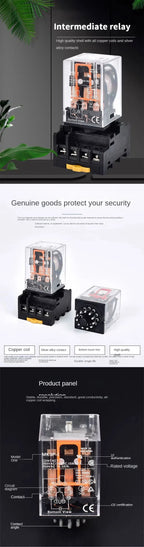 5/10Set MK2P-I MK3P-I Electromagnetic Relay Intermediate Small Relay with Base 8 Pin 11 Pin AC/DC 220V 24V