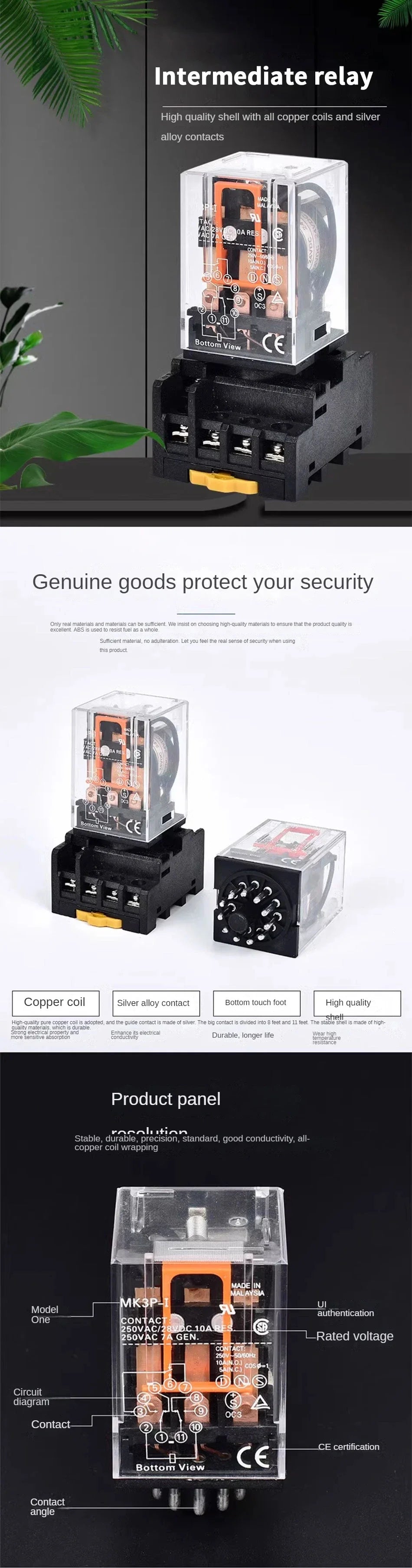 5/10Set MK2P-I MK3P-I Electromagnetic Relay Intermediate Small Relay with Base 8 Pin 11 Pin AC/DC 220V 24V